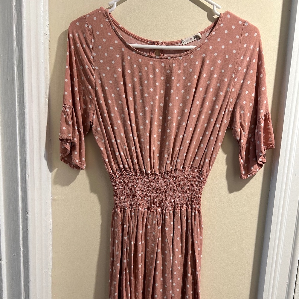 Pink Polka Dot Dress with cinched waist